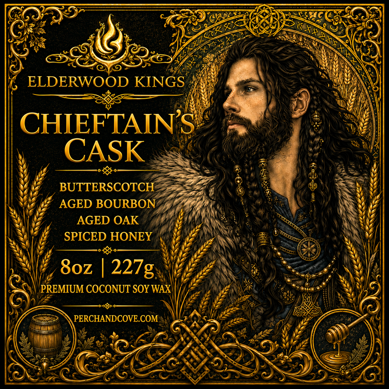 Chieftain's Cask Men's Candle | Man Cave Candle | Elderwood Kings – Perch and Cove