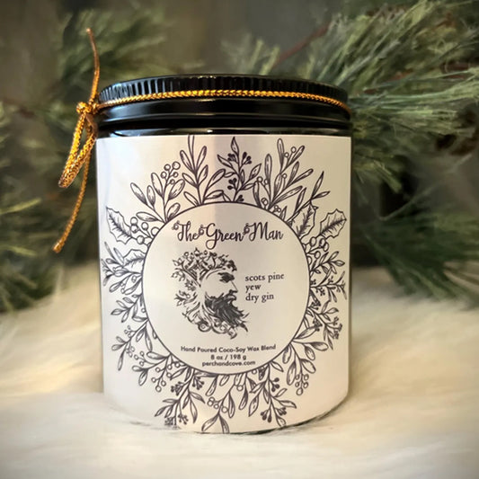 Scots pine, dry gin and oud, yew, Celtic candles for Pagan Yule Yuletide winter solstice candle rituals