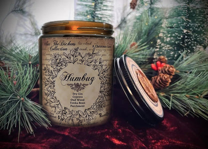 Humbug Candle Scrooge Gift Dry Gin Cypress Pine Fir Scented Candle Dickens 