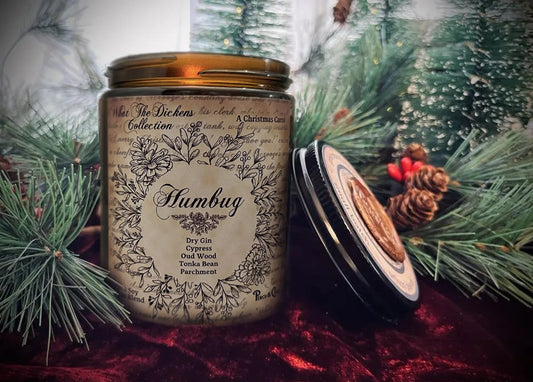 Humbug Candle Scrooge Gift Dry Gin Cypress Pine Fir Scented Candle Dickens 