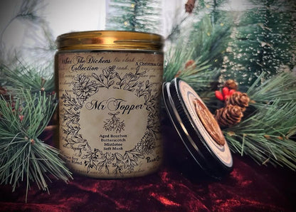 Mr Topper Blind Man's Bluff Candle Butterscotch Scrooge Bourbon Mistletoe Candle