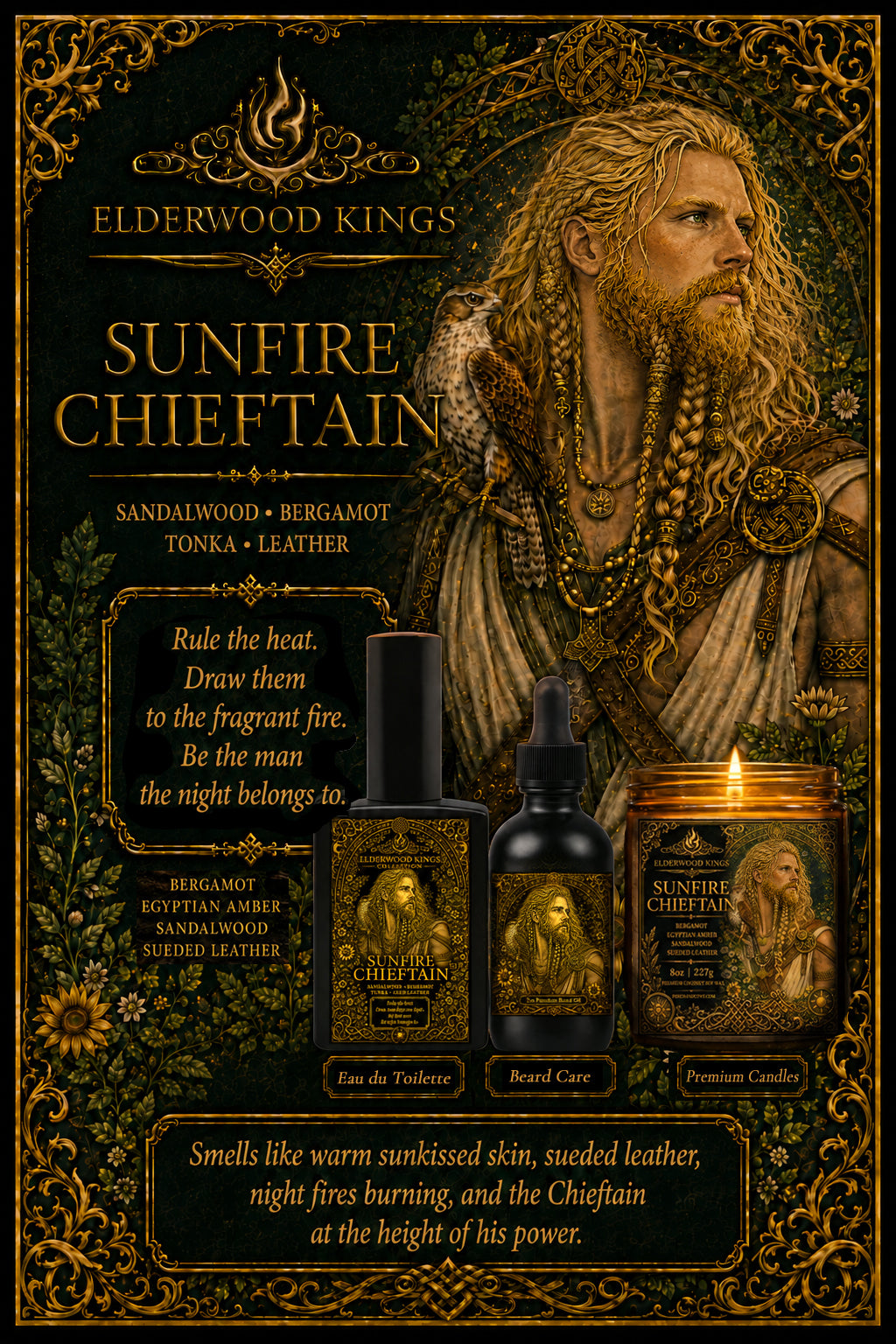 Elderwood Kings Candles, Man Cave Candles, Viking Candles, Chieftain Candle, Beard Oil, Viking Beard Care